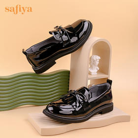 Safiya/索菲娅 2022早秋学院风一脚蹬乐福鞋少女流苏蝴蝶结小皮鞋 SF23112009