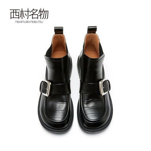 西村名物秋冬新款女短靴套脚圆头厚底百搭时尚休闲女袜靴44111 商品图2