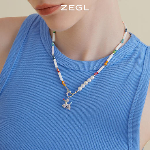 ZEGL浪姐刘逸云同款小彩串气球狗彩色串珠项链女夏日多巴胺锁骨链 商品图6