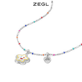 ZEGL小彩串笑脸串珠项链女生款轻奢小众多巴胺彩色锁骨链生日礼物