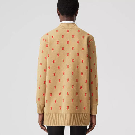 BURBERRY 巴宝莉 女士 Monogram TB专属标识羊毛羊绒混纺大廓形开衫 卡其色 8021032 A7026 商品图2