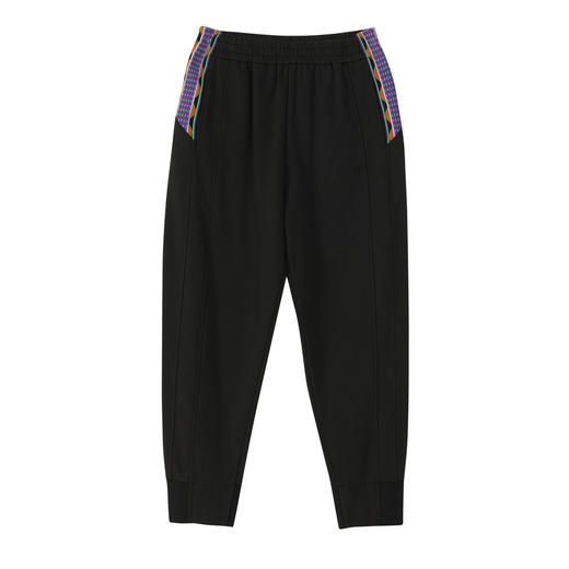 谜底2022秋新款时尚百搭休闲宽松九分裤毛织拼接束脚女223MK1041 商品图4