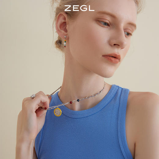 ZEGL设计师气球狗彩虹串珠项链女高级设计感小众2023彩色多巴胺锁骨链 商品图4