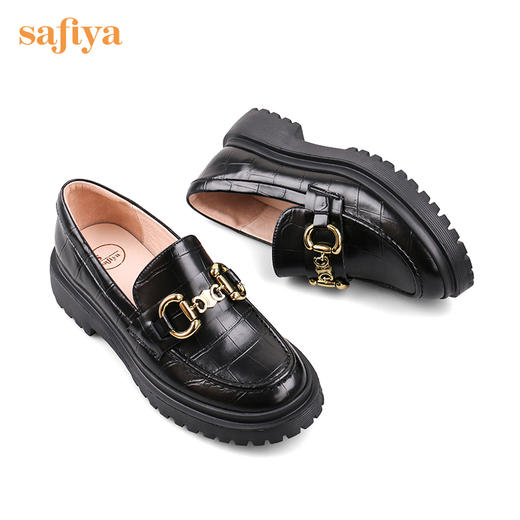 Safiya/索菲娅 四季单鞋2022年秋季新款英伦风马衔扣一脚蹬乐福鞋 SF23112587 商品图8