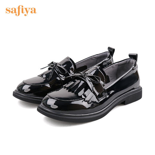 Safiya/索菲娅 2022早秋学院风一脚蹬乐福鞋少女流苏蝴蝶结小皮鞋 SF23112009 商品图1