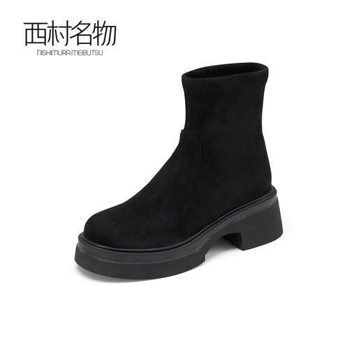 西村名物厚底短靴烟囱靴女英伦风瘦瘦靴时装靴2022冬季新款44211 商品图0