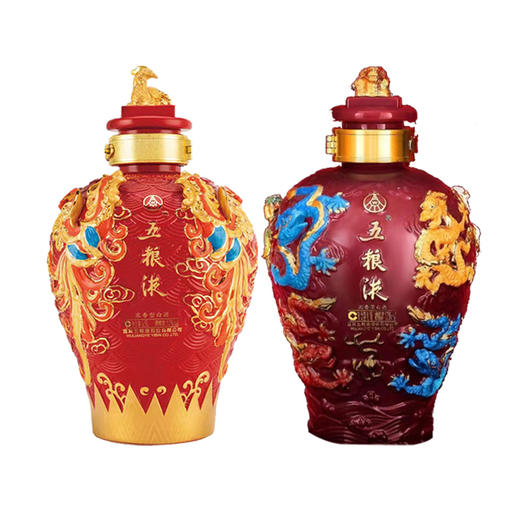 52度五粮液 九龙坛红坛1.5L+凤坛1.5L 2坛组合套装 商品图0