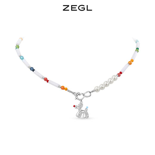 ZEGL浪姐刘逸云同款小彩串气球狗彩色串珠项链女夏日多巴胺锁骨链 商品图1