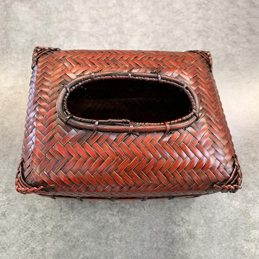 红色竹编纸巾盒 商品图2