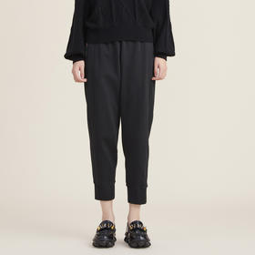 谜底2022秋新款时尚百搭休闲宽松九分裤毛织拼接束脚女223MK1041