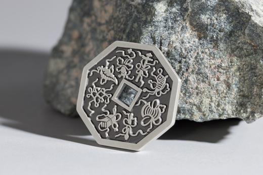 矩德泉坊 纯银手作 八卦纹暗八仙花型（3厘米版）583 商品图6