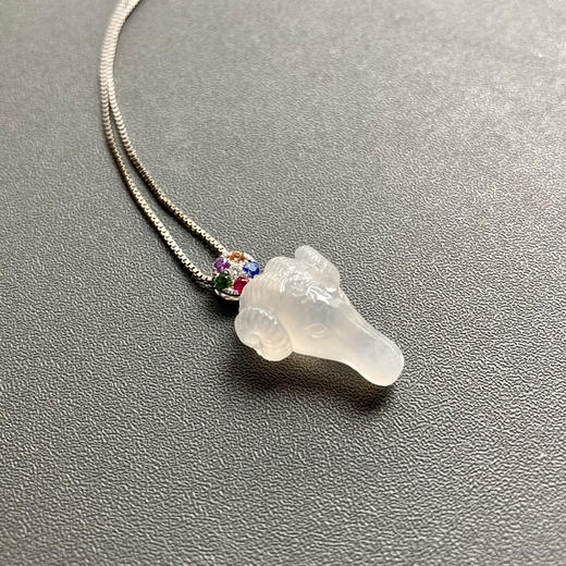 冰种翡翠羊羊得意18k白金钻石彩宝镶嵌 商品图4