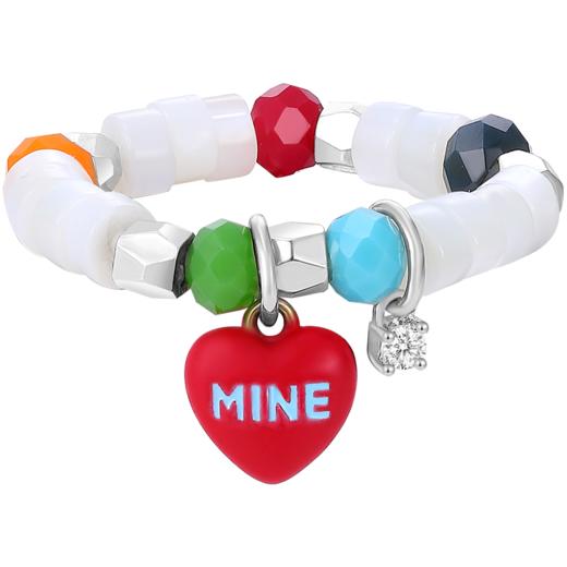 ZEGL设计师气球狗狗彩色戒指女小众设计多巴胺笑脸花朵彩虹食指开口戒子 商品图6