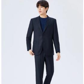 南4雅戈尔深蓝灰暗纹羊毛套装西服