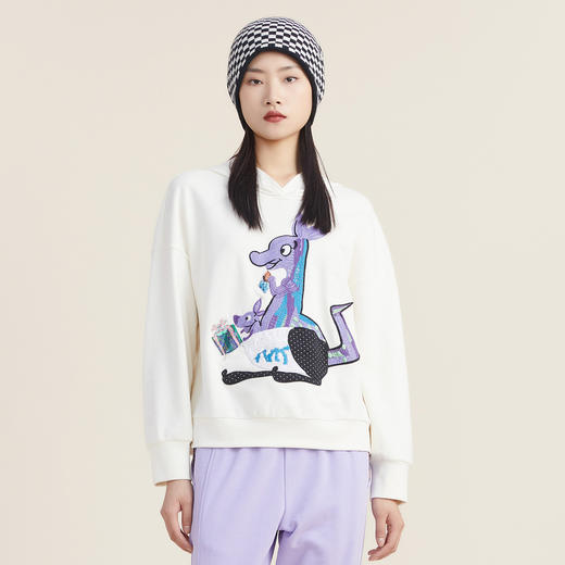 谜底休闲连帽卫衣女2022秋款趣味袋鼠绣花宽松上衣外穿223MV1050 商品图0