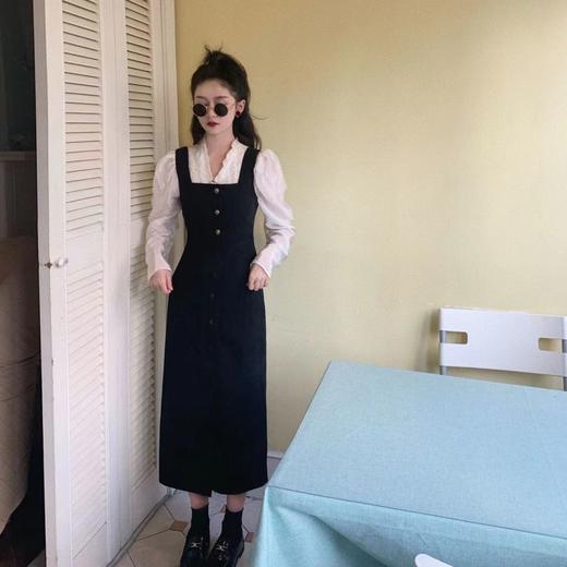 （清仓现货）【社群供T】复古修身连衣裙衬衫两件套中长显瘦修身气质背带裙 商品图1