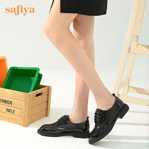 Safiya/索菲娅 女鞋2022年秋季新款英伦娃娃头百搭复古系带小皮鞋 SF23112020 商品图4