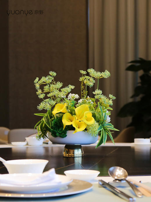 高端餐桌花摆花酒店餐厅茶室客厅玄关摆设件茶几轻奢装饰仿真假花 商品图0