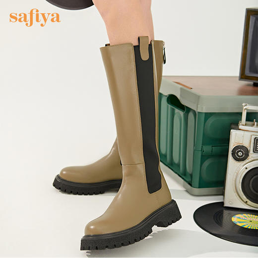 Safiya/索菲娅 帅气潮酷长靴2022年冬季新款弹力不过膝厚底长筒靴 SF24117130 商品图3