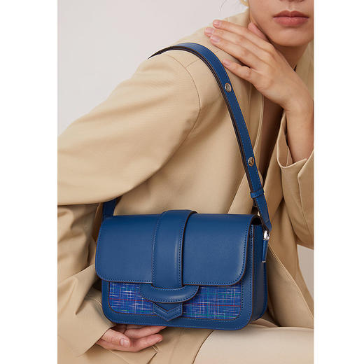 饮水鸟非遗江南手织布真皮百搭包 豆腐包 自由闪电 商品图2