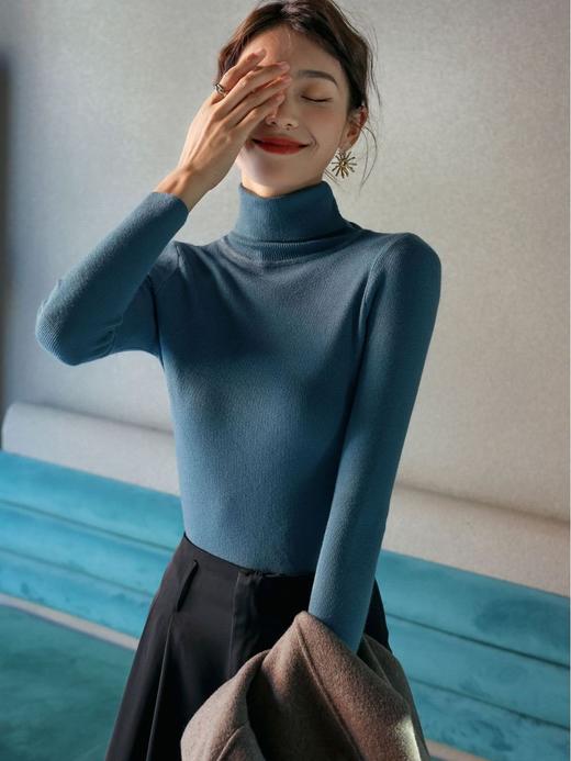 【买2件立减10元】堆堆领高领针织衫 柔滑亲肤 修身显瘦 高弹舒适 春秋冬三季可穿打底 衣橱常备穿搭单品 商品图6