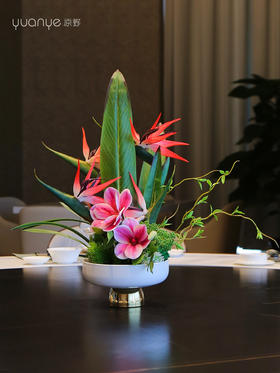 轻奢高端餐桌花摆花酒店餐厅茶室客厅玄关摆设件茶几装饰仿真假花