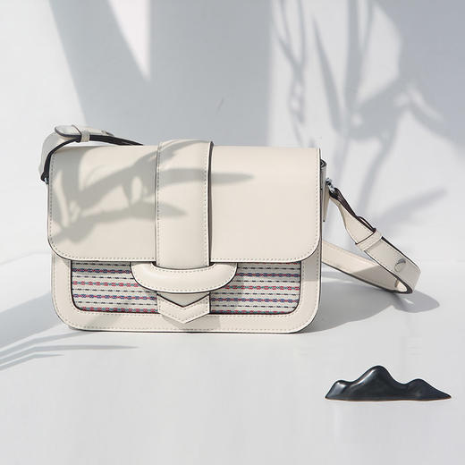 饮水鸟非遗江南手织布真皮百搭包 豆腐包 水波纹 商品图0