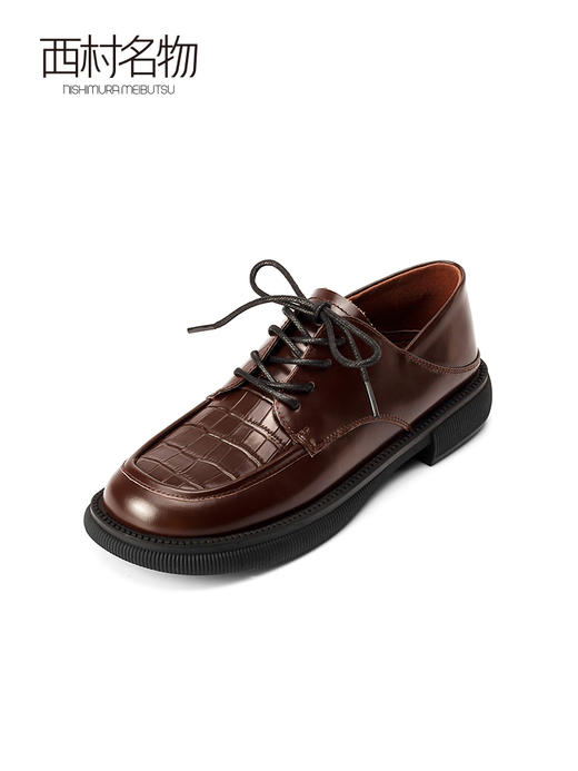 西村名物2022春季新款英伦风复古小皮鞋女日系赫本风乐福鞋16691 商品图2