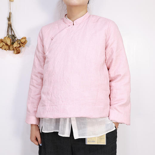 【抖音专属】斜襟盘扣棉服（20802120-合欢） 商品图0