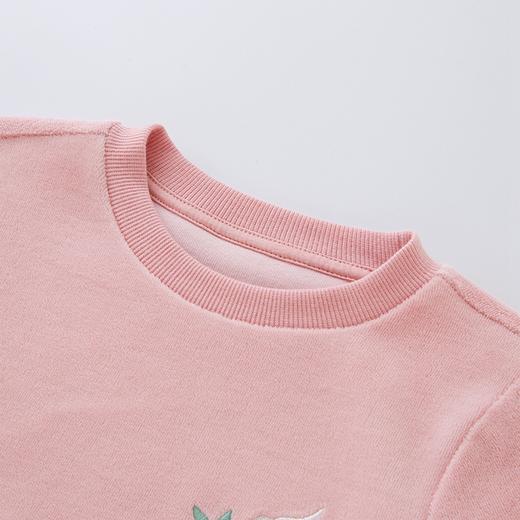 英氏-童衣类（秋）F2英针圆领长套衣丝绒粉,80CM 商品图5