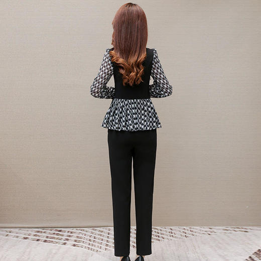 YWE 21B078时尚两件套装女修身显瘦气质格子 商品图3