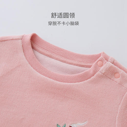 英氏-童衣类（秋）F2英针圆领长套衣丝绒粉,80CM 商品图1