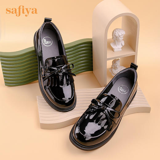 Safiya/索菲娅 2022早秋学院风一脚蹬乐福鞋少女流苏蝴蝶结小皮鞋 SF23112009 商品图4