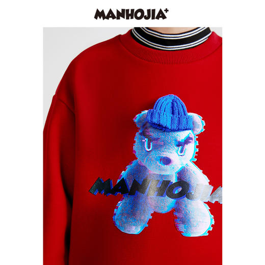 漫画家潮趣童装亲子儿童卫衣冬装摇粒绒印花加厚保暖圆领上衣 商品图3