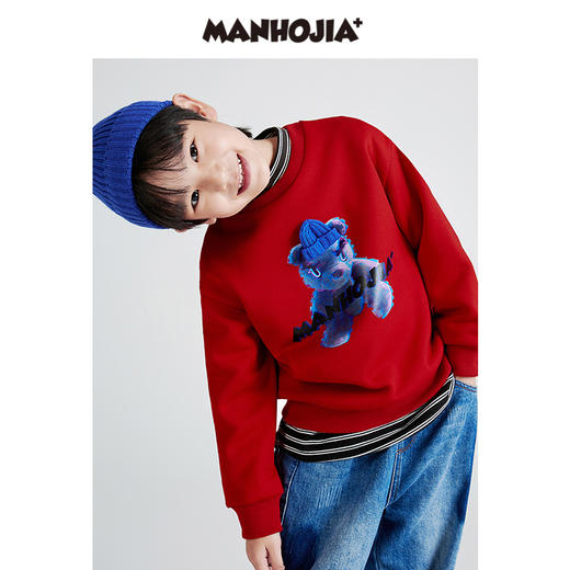 漫画家潮趣童装亲子儿童卫衣冬装摇粒绒印花加厚保暖圆领上衣 商品图2