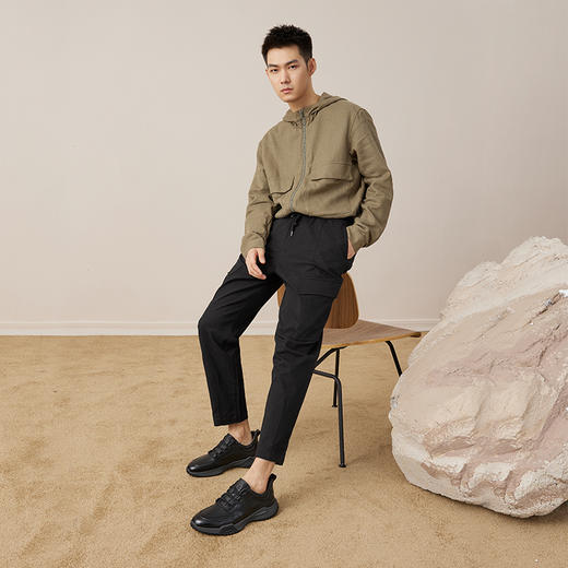 骆驼男鞋2025秋季新款真皮男士休闲鞋潮流黑色百搭商务运动皮鞋男 GE12235237 商品图1