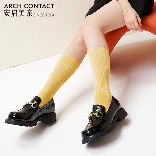 ARCHCONTACT安启美奈深口漆皮金属扣乐福鞋 商品图2