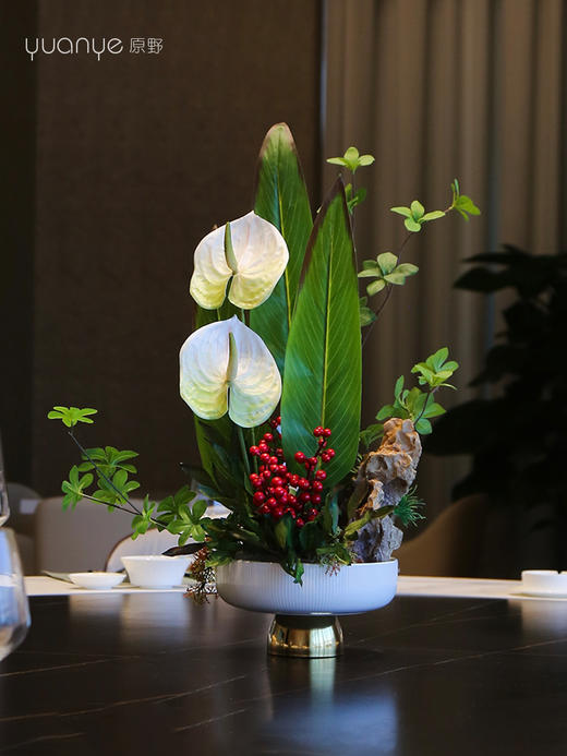 轻奢高端餐桌花摆花酒店餐厅茶室客厅玄关摆设件茶几装饰仿真假花 商品图3