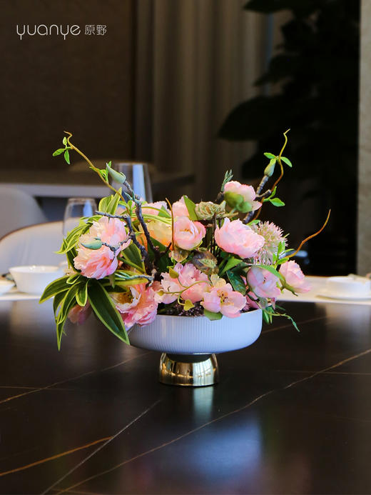 高端餐桌花摆花酒店餐厅茶室客厅玄关摆设件茶几轻奢装饰仿真假花 商品图4