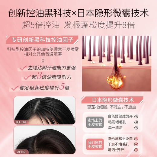 【99任选3件|均价￥33/件】干发喷雾免洗头发喷雾头发空气感蓬松去油头神器控油蓬蓬粉男女士 商品图3