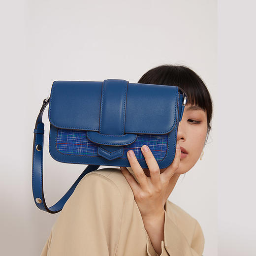 饮水鸟非遗江南手织布真皮百搭包 豆腐包 自由闪电 商品图3