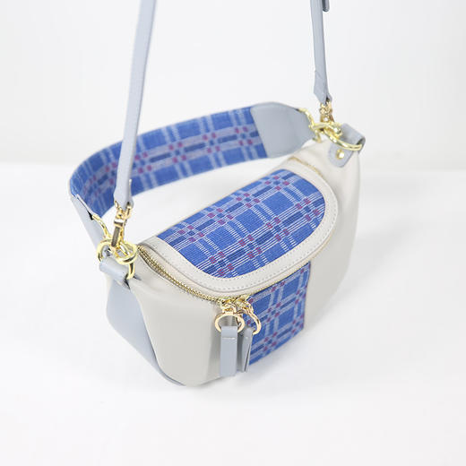 饮水鸟非遗江南手织布真皮百搭包 饺子包 芦扉花/水波纹 商品图2