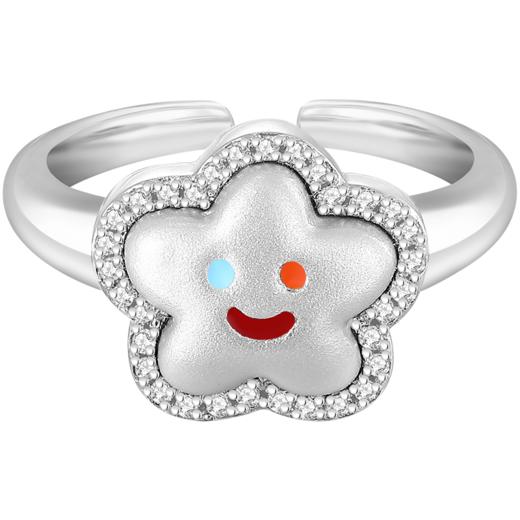 ZEGL设计师气球狗狗彩色戒指女小众设计多巴胺笑脸花朵彩虹食指开口戒子 商品图8