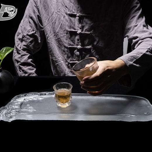 禅意江山水晶琉璃干泡台 出水茶盘透亮冰冻烧禅意大气家用送礼砚台功夫茶具 商品图7