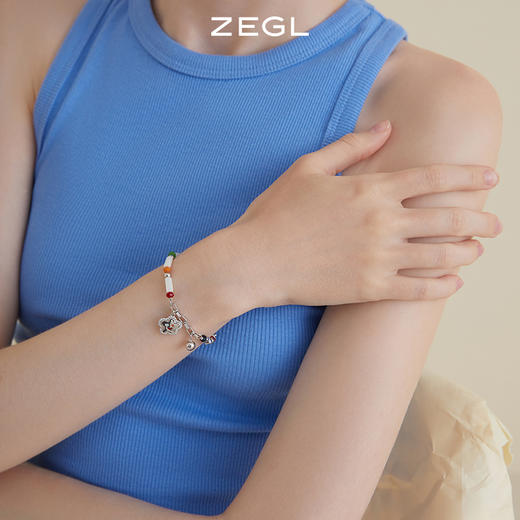 ZEGL小彩串笑脸花朵串珠手链女生款小众彩色彩虹夏日多巴胺手饰品 商品图5