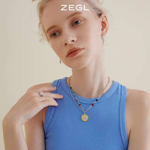 ZEGL设计师气球狗彩虹串珠项链女高级设计感小众2023彩色多巴胺锁骨链 商品图2