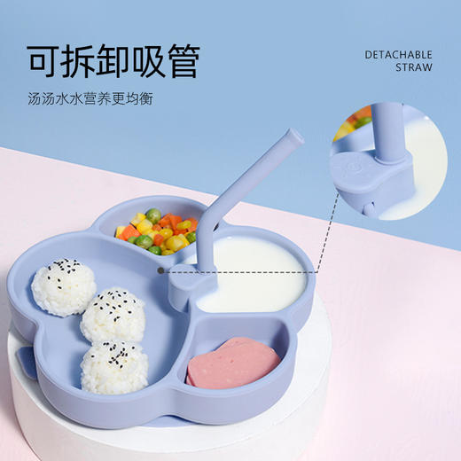猫爪铂金硅胶餐盘 婴儿辅食硅胶 宝宝餐具碗勺三件套装硅胶餐盘 商品图0