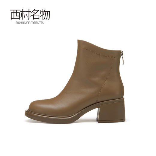 西村名物2022冬季新款牛皮酷飒短靴粗跟英伦风ins厚底机车靴44161 商品图1
