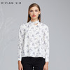 VIVIAN LIU D2253001 初秋女装新款印花飘带宽松舒适长袖衬衫 商品缩略图0