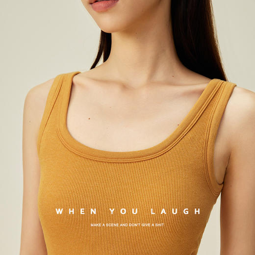 【拍2件99元】秋冬德绒保暖背心带胸垫女款加绒U领毛圈绵羊毛发热保暖打底 商品图2